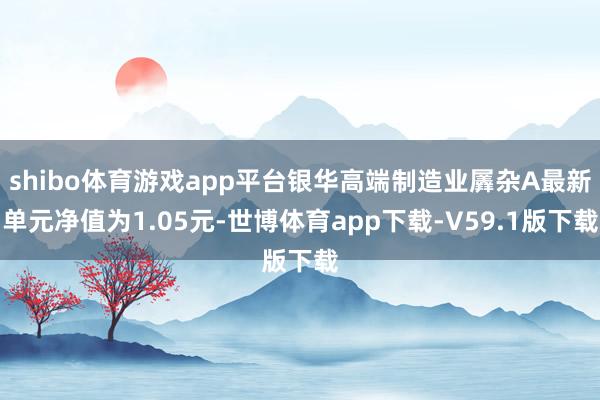 shibo体育游戏app平台银华高端制造业羼杂A最新单元净值为1.05元-世博体育app下载-V59.1版下载