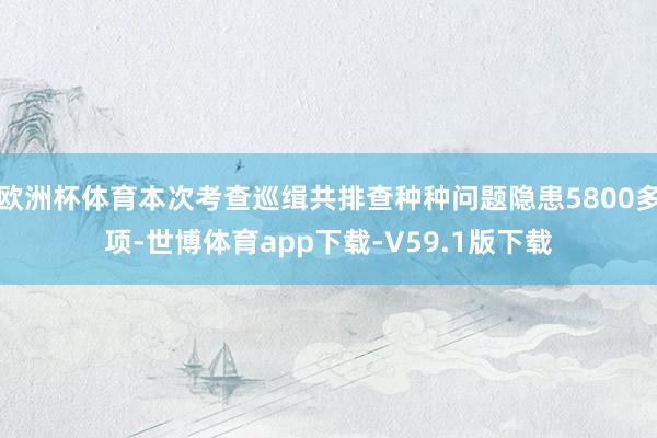 欧洲杯体育本次考查巡缉共排查种种问题隐患5800多项-世博体育app下载-V59.1版下载